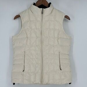 Cream Goose Down Quilted Puffer Vest Alpine Small Eddie Bauer Women READ